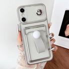 For iPhone X / XS Electroplating Card Bag Ring Holder TPU Phone Case(Silver) - 1