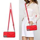 For Samsung Galaxy F15 / M15 Rhombic Texture Card Bag RFID Phone Case with Long Lanyard(Red) - 2