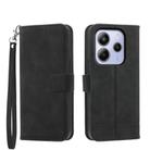 For Redmi Note 14 4G 163.25mm Global Dierfeng Dream Line TPU Hybrid PU Leather Phone Case(Black) - 1