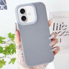 For iPhone 16 Plus PC Hybrid Liquid Silicone Jelly Phone Case(Grey) - 1