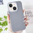 For iPhone 15 PC Hybrid Liquid Silicone Jelly Phone Case(Grey) - 1