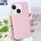 For iPhone 14 PC Hybrid Liquid Silicone Jelly Phone Case(Pink) - 1