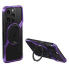 For iPhone 15 Pro Frameless Rotation Holder Magsafe Metal Phone Case(Dark Purple) - 1