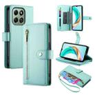 For Honor X6b Nine Card-slot Zipper Wallet Bag Leather Phone Case(Mint Green) - 1