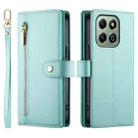 For Honor X6b Nine Card-slot Zipper Wallet Bag Leather Phone Case(Mint Green) - 2