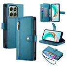 For Honor X6b Nine Card-slot Zipper Wallet Bag Leather Phone Case(Blue) - 1