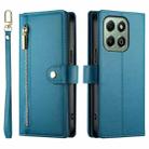 For Honor X6b Nine Card-slot Zipper Wallet Bag Leather Phone Case(Blue) - 2