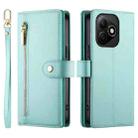 For Honor X60i Nine Card-slot Zipper Wallet Bag Leather Phone Case(Mint Green) - 2