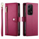 For Honor 200 Lite Global Nine Card-slot Zipper Wallet Bag Leather Phone Case(Red) - 2