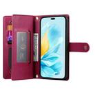 For Honor 200 Lite Global Nine Card-slot Zipper Wallet Bag Leather Phone Case(Red) - 3