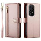 For Honor 200 Lite Global Nine Card-slot Zipper Wallet Bag Leather Phone Case(Pink) - 2