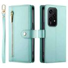 For Honor 200 Lite Global Nine Card-slot Zipper Wallet Bag Leather Phone Case(Mint Green) - 2