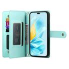 For Honor 200 Lite Global Nine Card-slot Zipper Wallet Bag Leather Phone Case(Mint Green) - 3