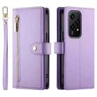 For Honor 200 Lite Global Nine Card-slot Zipper Wallet Bag Leather Phone Case(Purple) - 2