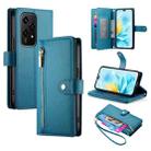 For Honor 200 Lite Global Nine Card-slot Zipper Wallet Bag Leather Phone Case(Blue) - 1