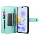 For Honor 300 Pro / 300 Ultra Nine Card-slot Zipper Wallet Bag Leather Phone Case(Mint Green) - 3