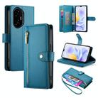 For Honor 300 Pro / 300 Ultra Nine Card-slot Zipper Wallet Bag Leather Phone Case(Blue) - 1