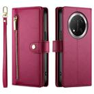 For Honor X9c Global / Magic7 Lite Nine Card-slot Zipper Wallet Bag Leather Phone Case(Red) - 2