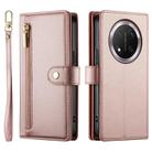 For Honor X9c Global / Magic7 Lite Nine Card-slot Zipper Wallet Bag Leather Phone Case(Pink) - 2