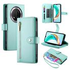 For Honor X9c Global / Magic7 Lite Nine Card-slot Zipper Wallet Bag Leather Phone Case(Mint Green) - 1