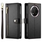 For Honor X9c Global / Magic7 Lite Nine Card-slot Zipper Wallet Bag Leather Phone Case(Black) - 2