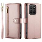 For Honor X8c 4G Nine Card-slot Zipper Wallet Bag Leather Phone Case(Pink) - 2