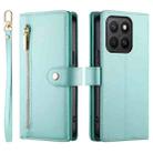 For Honor X8c 4G Nine Card-slot Zipper Wallet Bag Leather Phone Case(Mint Green) - 2