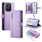 For Honor X8c 4G Nine Card-slot Zipper Wallet Bag Leather Phone Case(Purple) - 1