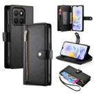 For Honor X8c 4G Nine Card-slot Zipper Wallet Bag Leather Phone Case(Black) - 1