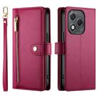 For Honor 400 Lite Nine Card-slot Zipper Wallet Bag Leather Phone Case(Red) - 2