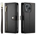 For Honor 400 Lite Global Nine Card-slot Zipper Wallet Bag Leather Phone Case(Black) - 2