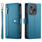 For Honor 400 Lite Nine Card-slot Zipper Wallet Bag Leather Phone Case(Blue) - 2