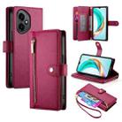 For Honor 400 Global 156.5mm Nine Card-slot Zipper Wallet Bag Leather Phone Case(Red) - 1
