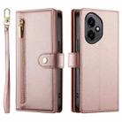 For Honor 400 Global 156.5mm Nine Card-slot Zipper Wallet Bag Leather Phone Case(Pink) - 2