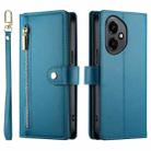 For Honor 400 Global 156.5mm Nine Card-slot Zipper Wallet Bag Leather Phone Case(Blue) - 2