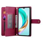For Honor 400 Pro Global 160.8mm Nine Card-slot Zipper Wallet Bag Leather Phone Case(Red) - 3