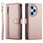 For Honor 400 Pro Global 160.8mm Nine Card-slot Zipper Wallet Bag Leather Phone Case(Pink) - 2