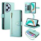 For Honor 400 Pro Global 160.8mm Nine Card-slot Zipper Wallet Bag Leather Phone Case(Mint Green) - 1