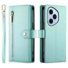 For Honor 400 Pro Global 160.8mm Nine Card-slot Zipper Wallet Bag Leather Phone Case(Mint Green) - 2