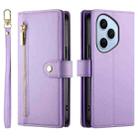 For Honor 400 Pro Global 160.8mm Nine Card-slot Zipper Wallet Bag Leather Phone Case(Purple) - 2