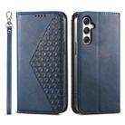 For Samsung Galaxy M35 Cubic Grid Calf Texture Magnetic Leather Phone Case(Blue) - 1