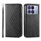 For Redmi K70 Ultra Cubic Grid Calf Texture Magnetic Leather Phone Case(Black) - 1