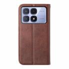 For Redmi K70 Ultra Cubic Grid Calf Texture Magnetic Leather Phone Case(Brown) - 3