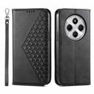 For Redmi 14C 4G Cubic Grid Calf Texture Magnetic Leather Phone Case(Black) - 1