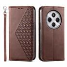 For Redmi 14C 4G Cubic Grid Calf Texture Magnetic Leather Phone Case(Brown) - 1