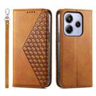 For Redmi Note 14 4G 163.25mm Global Cubic Grid Calf Texture Magnetic Leather Phone Case(Yellow) - 1