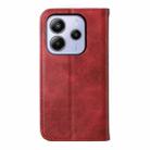 For Redmi Note 14 4G 163.25mm Global Cubic Grid Calf Texture Magnetic Leather Phone Case(Red) - 3