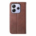 For Redmi Note 14 4G 163.25mm Global Cubic Grid Calf Texture Magnetic Leather Phone Case(Brown) - 3