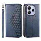For Redmi Note 14 4G 163.25mm Global Cubic Grid Calf Texture Magnetic Leather Phone Case(Blue) - 1