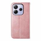 For Redmi Note 14 4G 164.84mm Cubic Grid Calf Texture Magnetic Leather Phone Case(Rose Gold) - 3